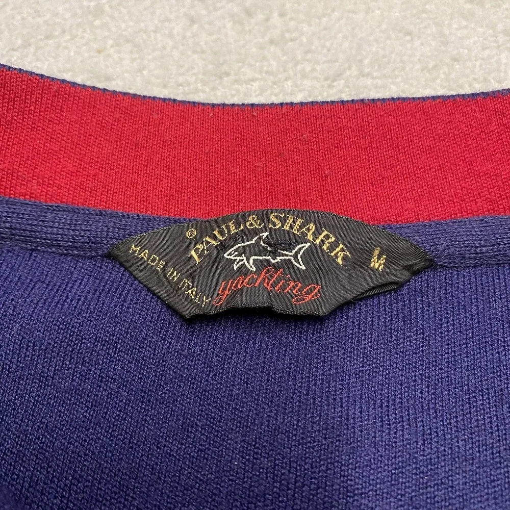 Vintage Paul & Shark Sweater Mens Medium Embroidered Yacht Club Racing Wool Read
